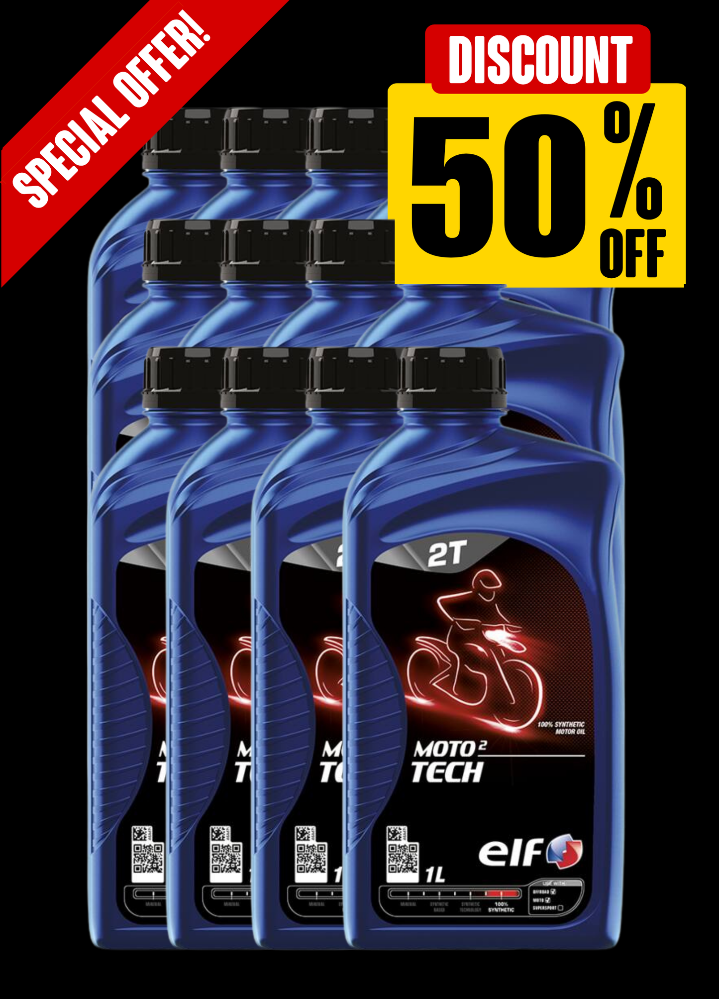 ELF MOTO 2 TECH 2-Stroke Motor Oil | 100% Synthetic High-Performance Lubricant